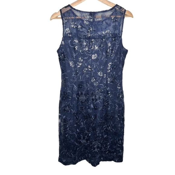 New Women’s Alex Evenings Short Embroidered Dress with Illusion Jacket Size 8P - Picture 8 of 10